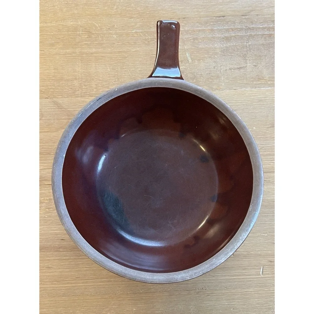 Vintage Marcrest‎ Brown Stoneware Handled Bowl Oven Proof USA Casserole Dish